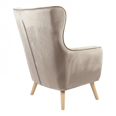 Armchair Insicive pakoworld velvet beige-natural leg 72x89x105cm