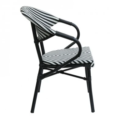 Armchair Isaia pakoworld stack black aluminum-black and white pe rattan 57x57x83cm