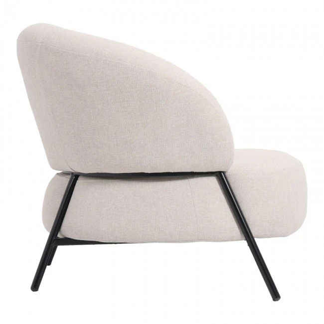 Armchair Jennie pakoworld cream fabric with black metal legs 84x84x71.5cm