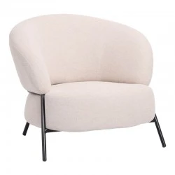Armchair Jennie pakoworld cream fabric with black metal legs 84x84x71.5cm Armchair Jennie pakoworld cream fabric with black metal legs 84x84x71.5cm