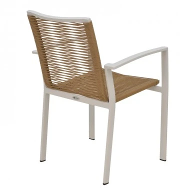 Jonian pakoworld stackable white aluminum-textilene armchair in natural shade 57x63x83cm