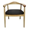 Armchair Joube pakoworld natural color rubberwood and black pu cushion 59x48x73cm