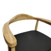 Armchair Joube pakoworld natural color rubberwood and black pu cushion 59x48x73cm