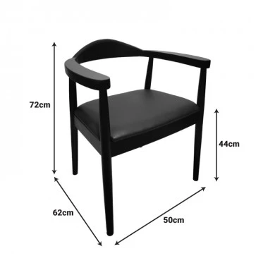 Armchair Joube pakoworld black color rubberwood and black pu cushion 59x48x73cm