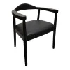 Armchair Joube pakoworld black color rubberwood and black pu cushion 59x48x73cm