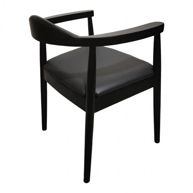 Armchair Joube pakoworld black color rubberwood and black pu cushion 59x48x73cm