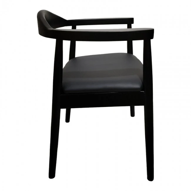 Armchair Joube pakoworld black color rubberwood and black pu cushion 59x48x73cm