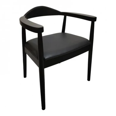 Armchair Joube pakoworld black color rubberwood and black pu cushion 59x48x73cm