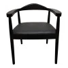 Armchair Joube pakoworld black color rubberwood and black pu cushion 59x48x73cm