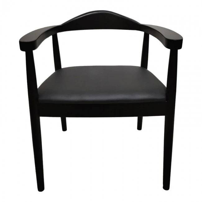 Armchair Joube pakoworld black color rubberwood and black pu cushion 59x48x73cm