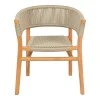 Kajone armchair pakoworld teak wood skeleton in natural shade and cream pe rope 62x55x75cm