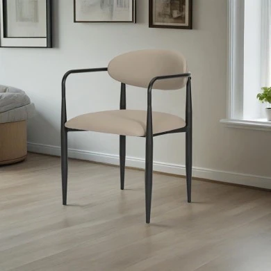 Armchair Kalone pakoworld pu in grey-beige color 56x55x78cm