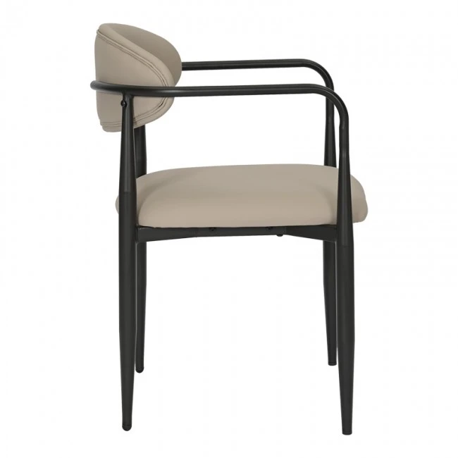 Armchair Kalone pakoworld pu in grey-beige color 56x55x78cm