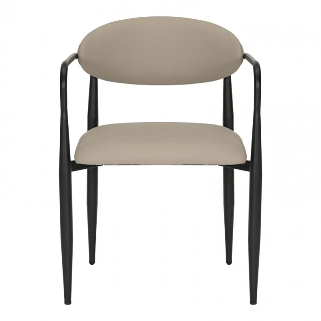 Armchair Kalone pakoworld pu in grey-beige color 56x55x78cm