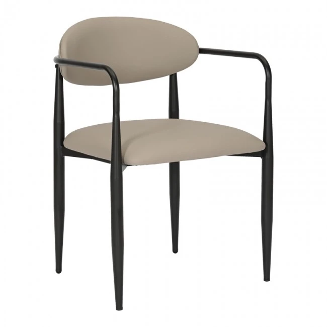 Armchair Kalone pakoworld pu in grey-beige color 56x55x78cm