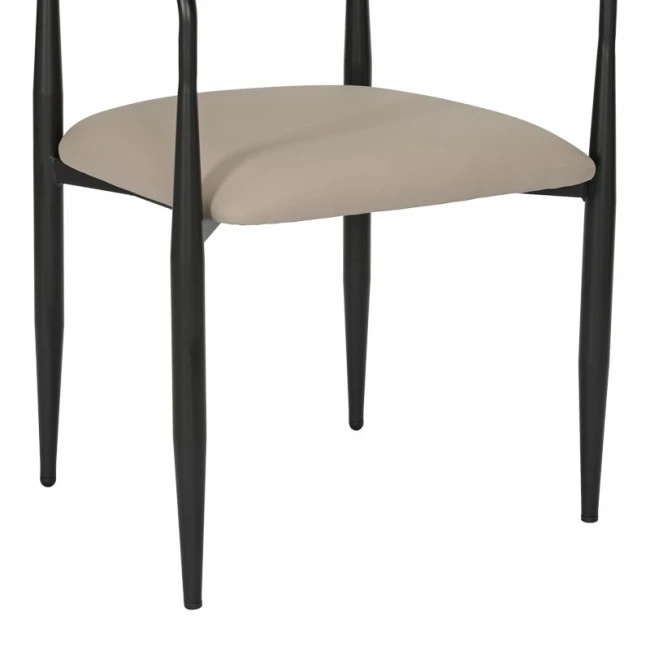 Armchair Kalone pakoworld pu in grey-beige color 56x55x78cm