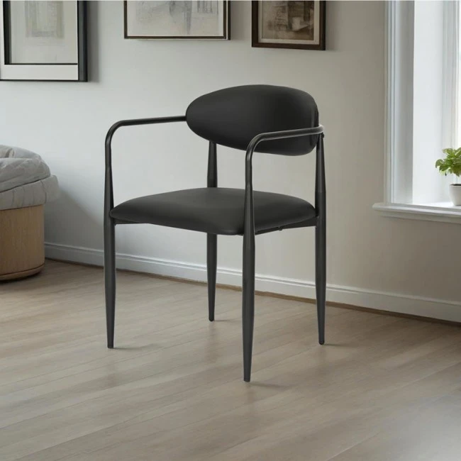 Armchair Kalone pakoworld pu in black color 56x55x78cm