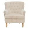 Armchair Keisi pakoworld cream velvet-natural wooden leg 81.5x84x92.5cm
