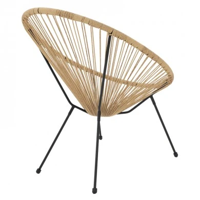 Garden armchair Acapulco pakoworld black metal - pe rattan in natural shade 71x78x85cm