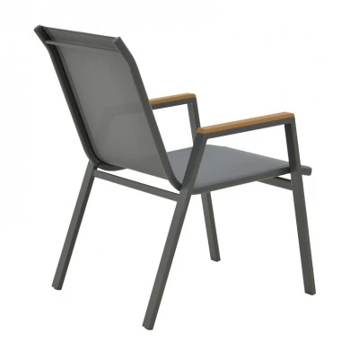 Armchair Azelie pakoworld dark grey textilene-dark grey aluminium leg-plywood arms 56x75x88cm