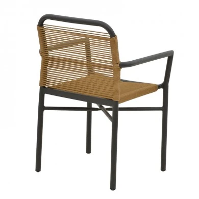 Aluminum armchair Clutch pakoworld stackable anthracite frame-natural rattan 55x56x80cm