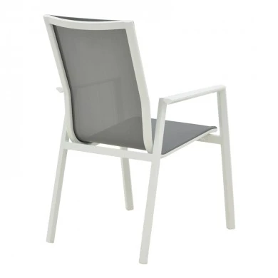 Garden armchair Dashiell  pakoworld metal white textilene light grey 71x58x94cm