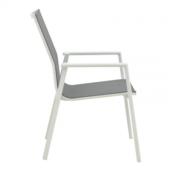 Garden armchair Dashiell  pakoworld metal white textilene light grey 71x58x94cm