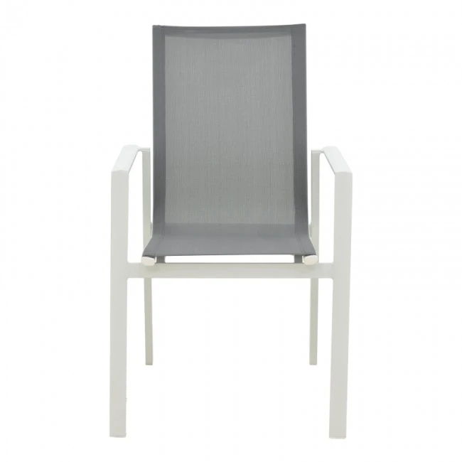 Garden armchair Dashiell  pakoworld metal white textilene light grey 71x58x94cm