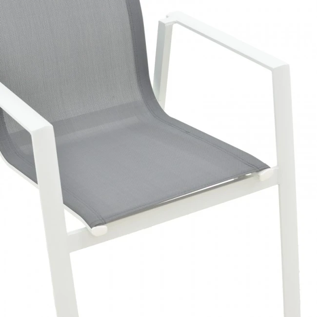Garden armchair Dashiell  pakoworld metal white textilene light grey 71x58x94cm