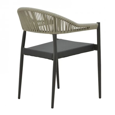 Aluminum armchair Elation pakoworld stackable anthracite frame-textilene anthracite rattan 56x52x76cm