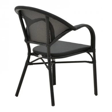 Armchair Elyza  pakoworld black aluminum-black textilene 57x62x84cm