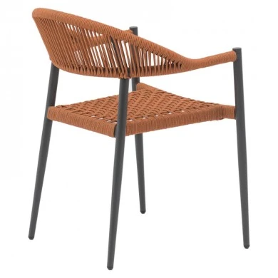 Armchair Freiburg pakoworld aluminum black-rope natural-brick red