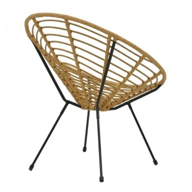 Naoki armchair pakoworld pe in natural color-metal black leg 78x74x87cm