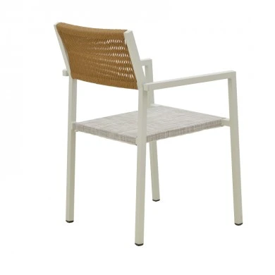 Aluminum armchair Savor pakoworld stackable white frame-textilene natural rattan 55x58x83cm