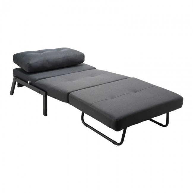 Armchair-bed Fancy pakoworld fabric in anthracite shade and black metal leg 95x98x70cm