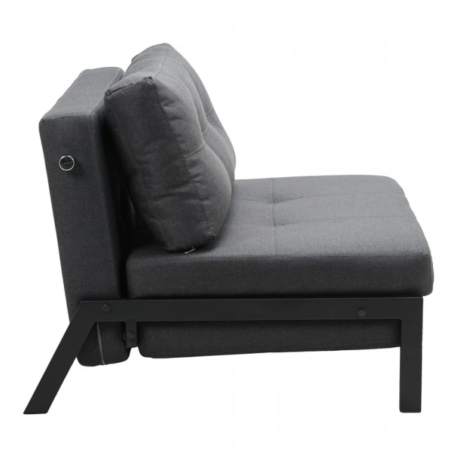 Armchair-bed Fancy pakoworld fabric in anthracite shade and black metal leg 95x98x70cm