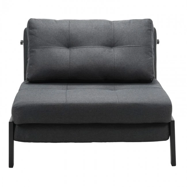 Armchair-bed Fancy pakoworld fabric in anthracite shade and black metal leg 95x98x70cm
