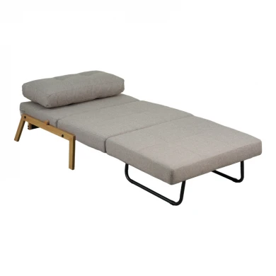 Πολυθρόνα-κρεβάτι Fancy pakoworld ύφασμα σε μπεζ απόχρωση με φυσικό πόδι 95x98x70εκ