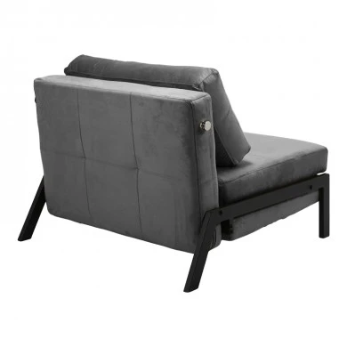 Armchair-bed Fancy pakoworld velvet in anthracite shade and black metal leg 95x98x70cm