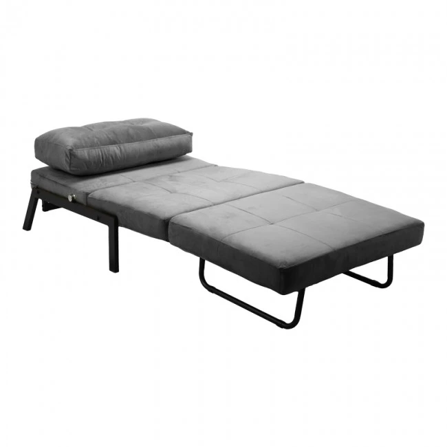 Armchair-bed Fancy pakoworld velvet fabric in anthracite shade and black metal leg 95x98x70cm