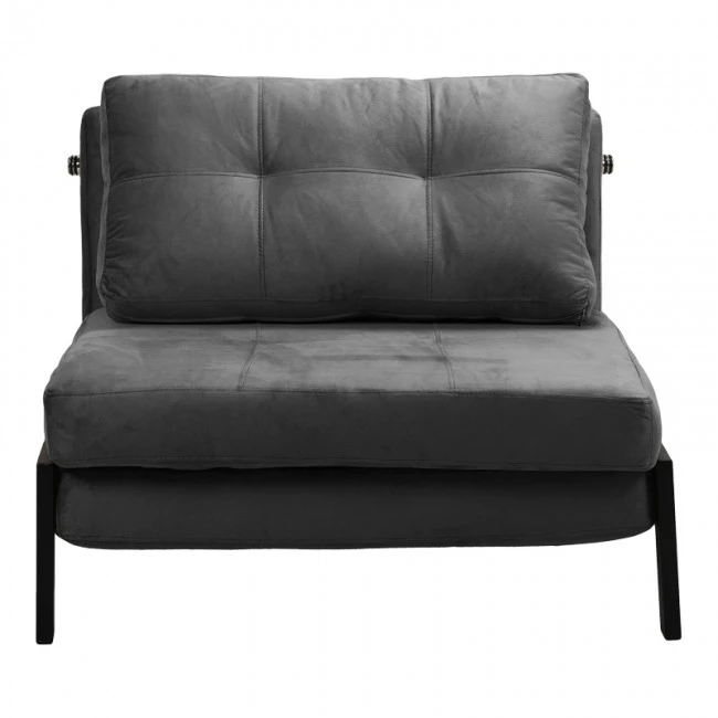 Armchair-bed Fancy pakoworld velvet fabric in anthracite shade and black metal leg 95x98x70cm
