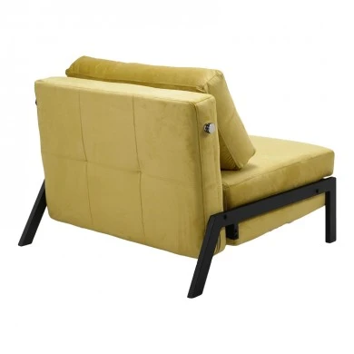 Armchair-bed Fancy pakoworld velvet in yellow shade and black metal leg 95x98x70cm