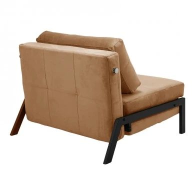 Armchair-bed Fancy pakoworld velvet in rotten apple shade and black metal leg 95x98x70cm