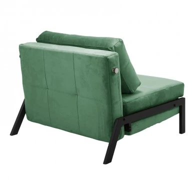 Armchair-bed Fancy pakoworld velvet in dark green shade and black metal leg 95x98x70cm