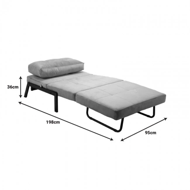 Armchair-bed Fancy pakoworld velvet fabric in dark green shade and black metal leg 95x98x70cm