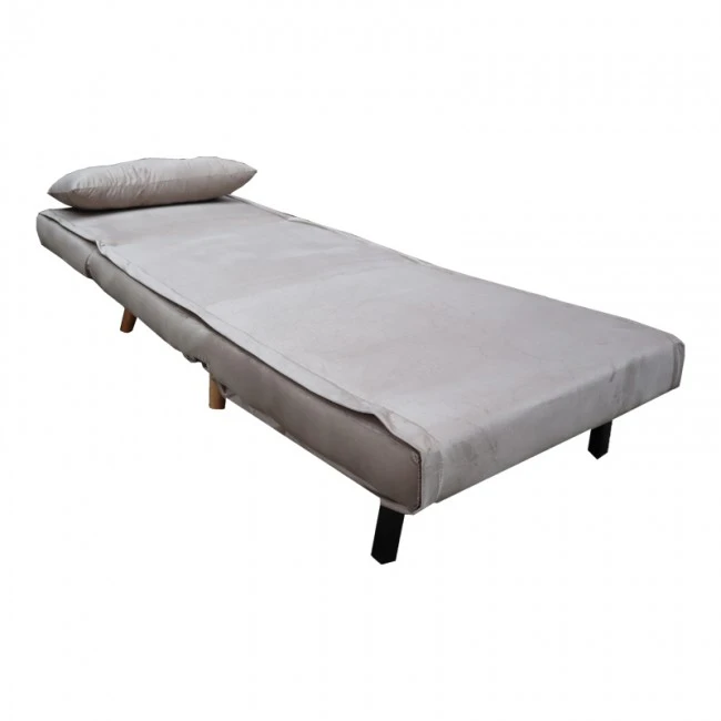 Armchair-bed Josuane I pakoworld velvet in grey shade 78x80x81cm