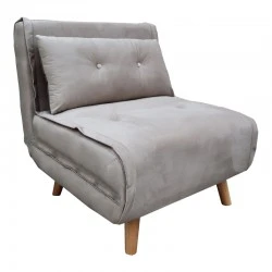 Armchair-bed Josuane I pakoworld velvet in grey shade 78x80x81cm