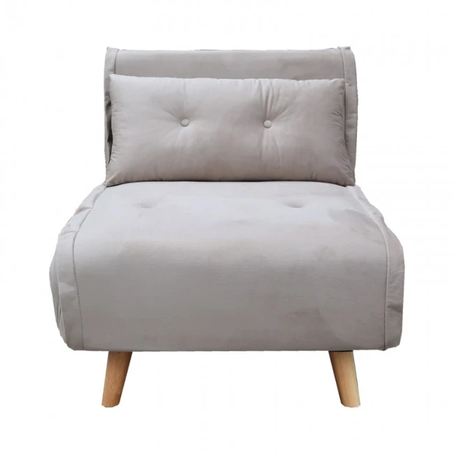 Armchair-bed Josuane I pakoworld velvet in grey shade 78x80x81cm