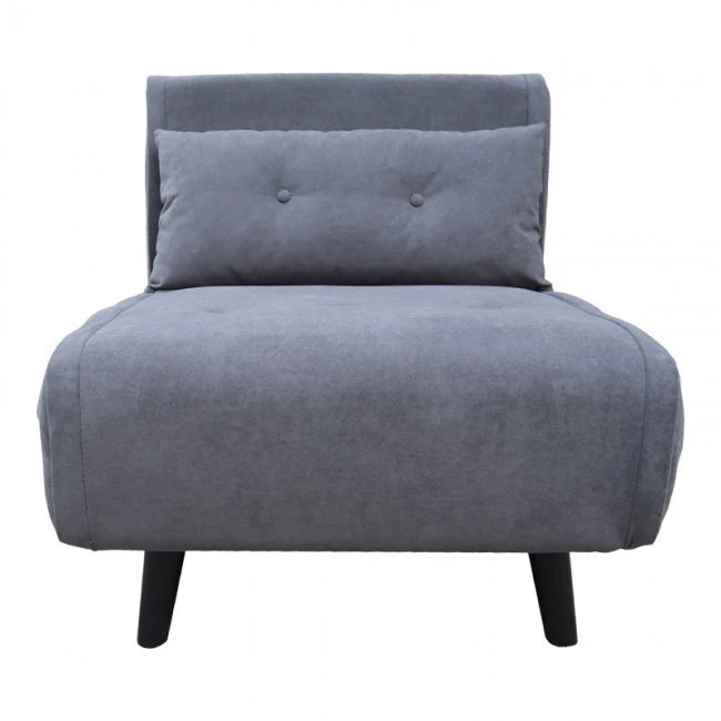 Armchair-bed Josuane pakoworld anthracite velvet and wooden leg in black shade 78x80x81cm