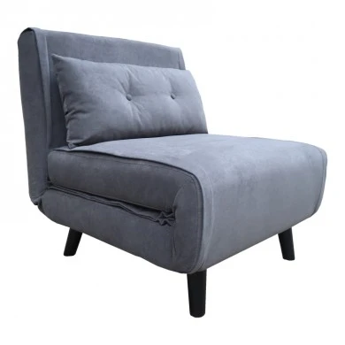 Armchair-bed Josuane pakoworld anthracite velvet and wooden leg in black shade 78x80x81cm